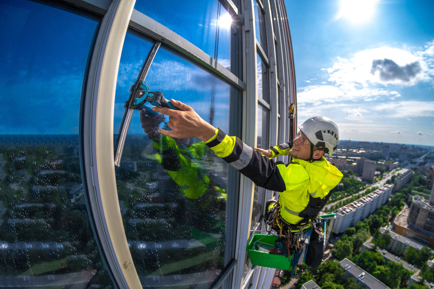 Commercial Window Cleaning in action